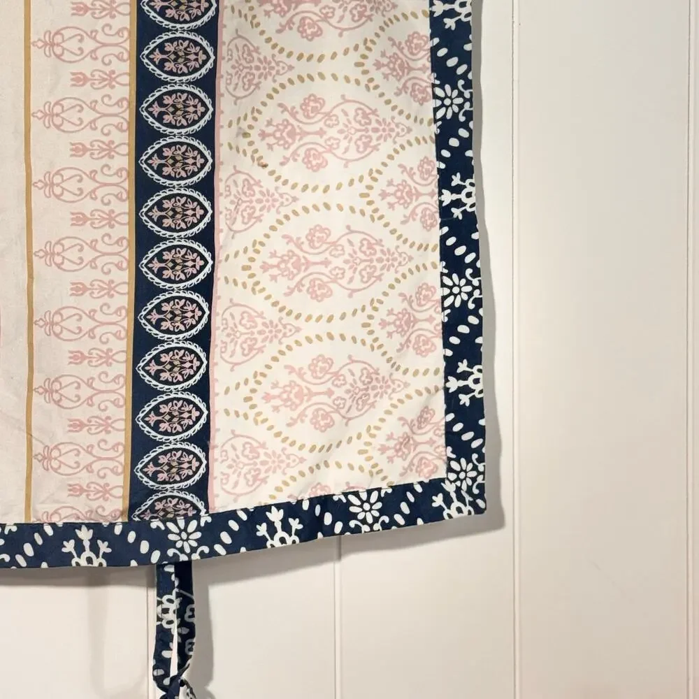 Alex & Zoe Blue Ivory Medallion Floral Border Print Pillow Cover 22x28.5